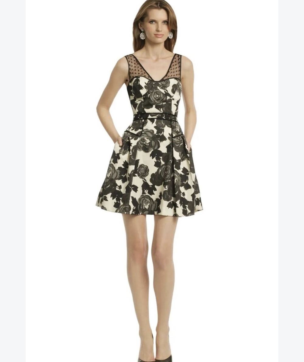 MILLY of New York Black Ivory Kiss from A Rose Dress Gown Size 8 Medium Formal